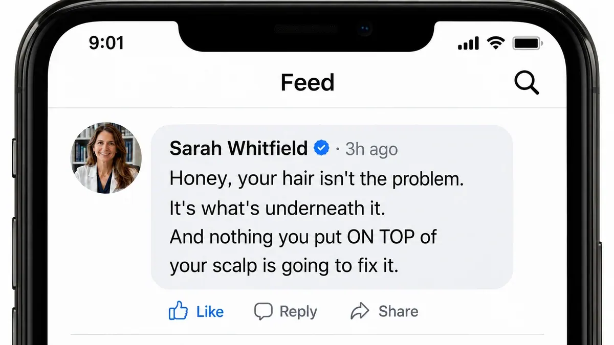 The dermatologist's comment on Kayla's phone screen